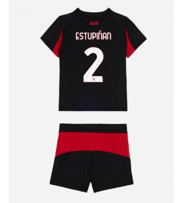 AC Milan Pervis Estupinan #2 Hjemmebanesæt Børn 2025-26 Kort ærmer (+ korte bukser)